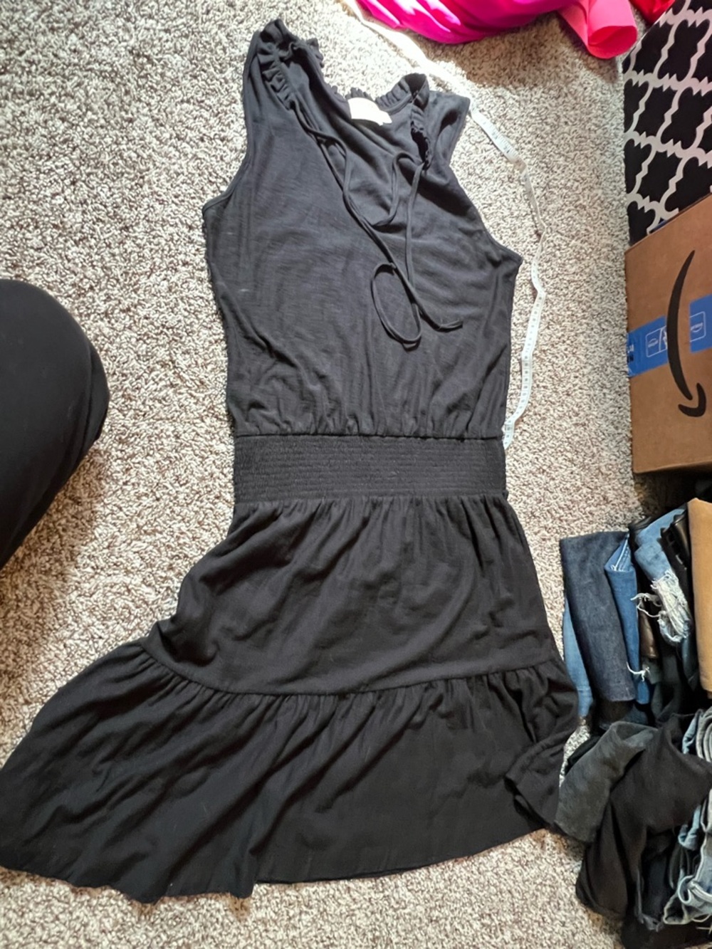 Nation LTD Black Sleeveless Tiered Midi Dress